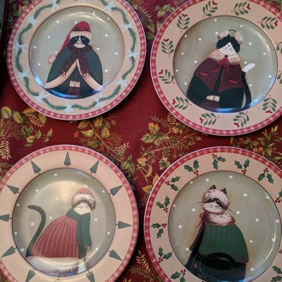 Oneida Other Christmas Cat Decorative Plates Set Poshmark